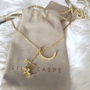 Lili Claspe Necklace Rope The Moon and Star Gold Plated Opal Drop Lariat